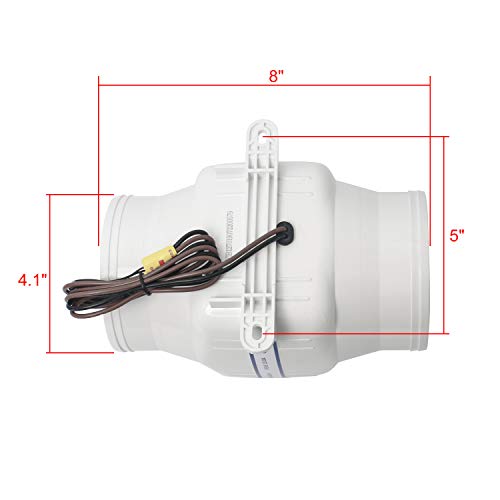NovelBee 12V 270CFM Electric 4" in-Line Marine Bilge Air Blower with Six Blade Fan Maximize Air Flow and Efficiency - Image 2