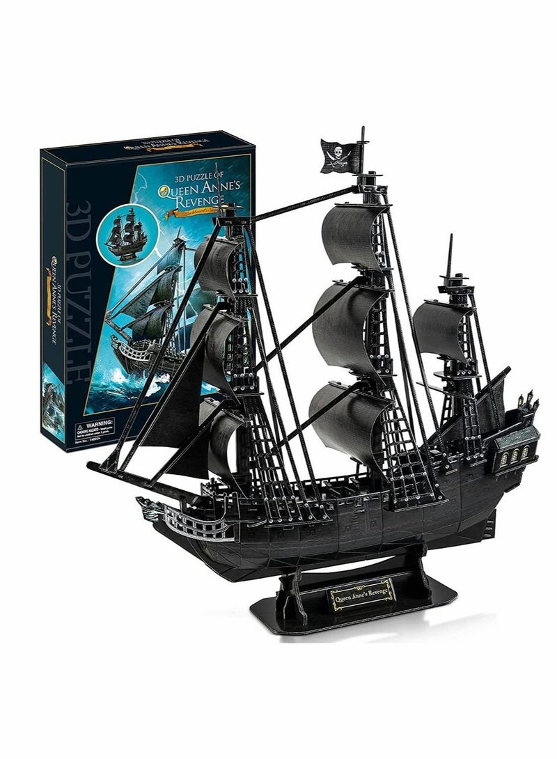 Excefore مجموعة ألغاز ثلاثية الأبعاد للبالغين، نموذج سفينة القراصنة السوداء، مجموعة بناء قارب شراعي من الجيل الثالث، مجموعة ألغاز عائلية، ديكور مكتبي مائي، هدايا للنساء والرجال، 180 قطعة - Image 1