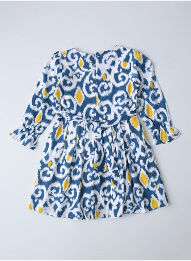 BELLA MODA All-Over Print Bow Detail Dress with Long Sleeves by Styli  - Image 2