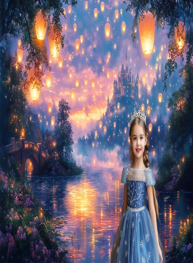 DeeCabin 7X5ft Fairy Tale Castle Backdrop Palace Prince Beauty Garden Lake Lantern Dating Romantic Birthday Party Photography Background Photo Studio Props - Image 3