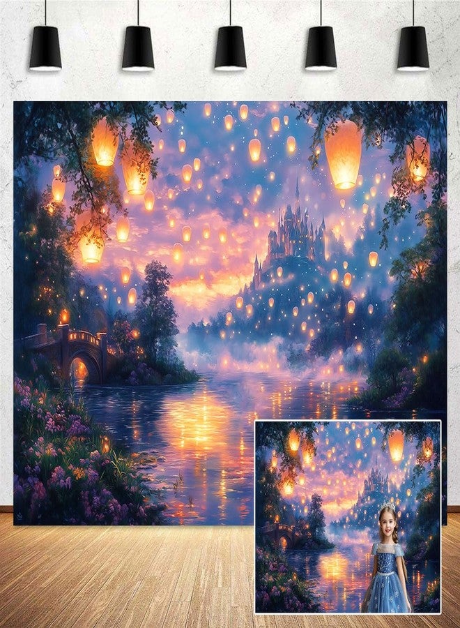 DeeCabin 7X5ft Fairy Tale Castle Backdrop Palace Prince Beauty Garden Lake Lantern Dating Romantic Birthday Party Photography Background Photo Studio Props - Image 1