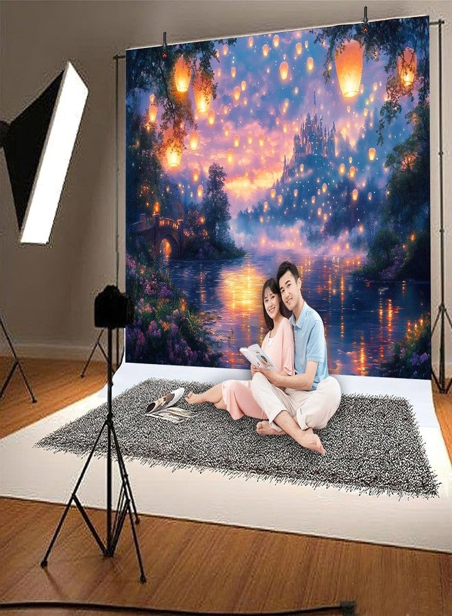 DeeCabin 7X5ft Fairy Tale Castle Backdrop Palace Prince Beauty Garden Lake Lantern Dating Romantic Birthday Party Photography Background Photo Studio Props - Image 4