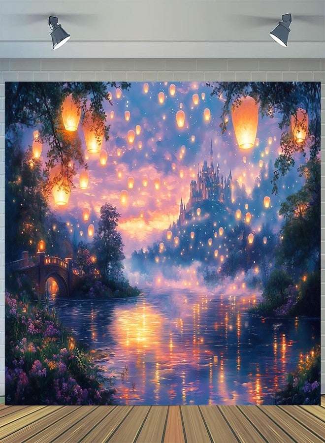 DeeCabin 7X5ft Fairy Tale Castle Backdrop Palace Prince Beauty Garden Lake Lantern Dating Romantic Birthday Party Photography Background Photo Studio Props - Image 5