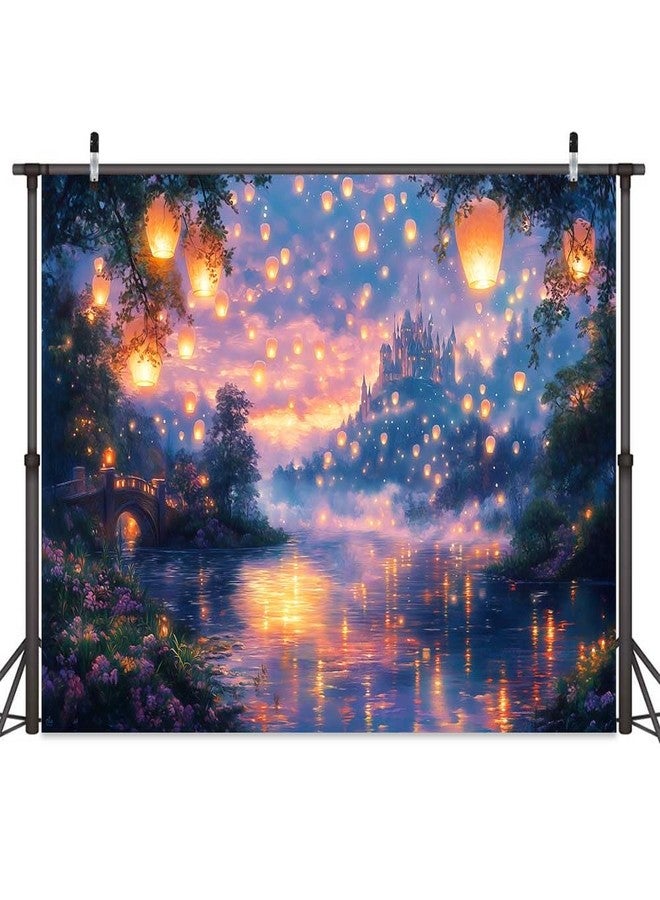 DeeCabin 7X5ft Fairy Tale Castle Backdrop Palace Prince Beauty Garden Lake Lantern Dating Romantic Birthday Party Photography Background Photo Studio Props - Image 2