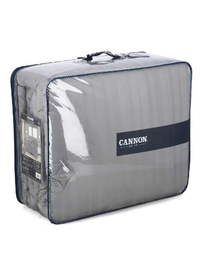 Cannon 3-Piece Premium Quality Cotton Stripe Comforter Set Satin Grey Twin 50 x 25 x 60 cm CN CT3PCS-GRYD  - Image 3