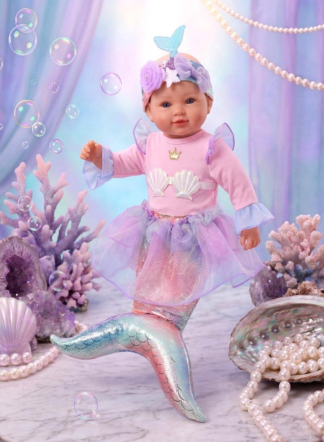 BABESIDE Mermaid Doll for 3+ Year Old Girls, 17Inch Cute Soft Body Real Life Baby Dolls for Pretend Play, Mermaid Toys with Tail Outfit and Accessories - Image 2