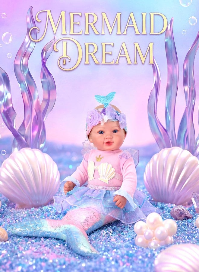 BABESIDE Mermaid Doll for 3+ Year Old Girls, 17Inch Cute Soft Body Real Life Baby Dolls for Pretend Play, Mermaid Toys with Tail Outfit and Accessories - Image 3