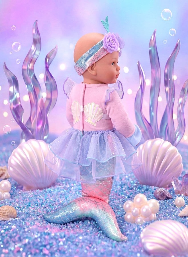 BABESIDE Mermaid Doll for 3+ Year Old Girls, 17Inch Cute Soft Body Real Life Baby Dolls for Pretend Play, Mermaid Toys with Tail Outfit and Accessories - Image 5