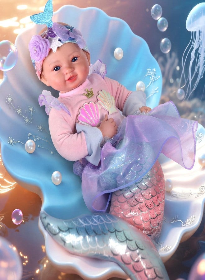 BABESIDE Mermaid Doll for 3+ Year Old Girls, 17Inch Cute Soft Body Real Life Baby Dolls for Pretend Play, Mermaid Toys with Tail Outfit and Accessories - Image 1