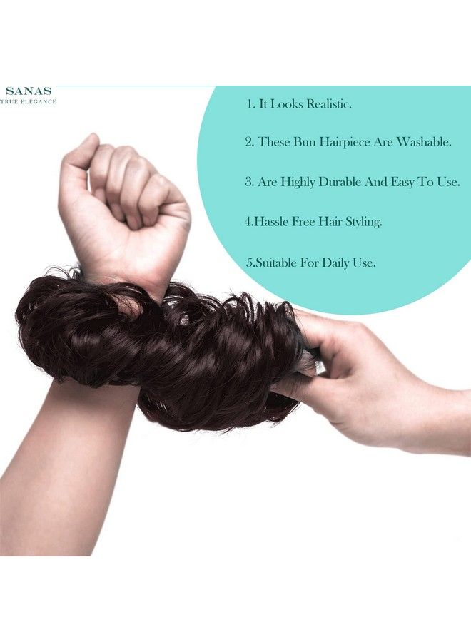 Sanas Messy Bun 4Pc Bun Hair Accessories Extension Hair For Women Artificial Hair Bun For Women Rubber Bands For Women False Hair Messy Bun Scrunchie Hair (Rubberband Br) - Image 5