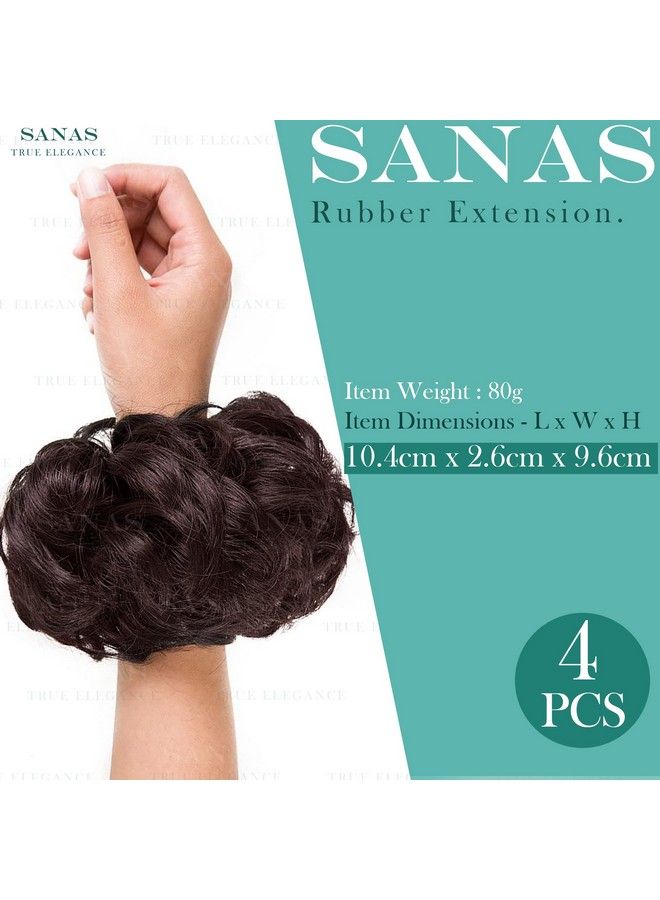 Sanas Messy Bun 4Pc Bun Hair Accessories Extension Hair For Women Artificial Hair Bun For Women Rubber Bands For Women False Hair Messy Bun Scrunchie Hair (Rubberband Br) - Image 3