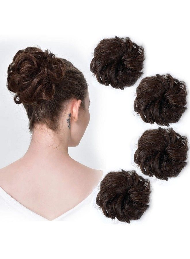 Sanas Messy Bun 4Pc Bun Hair Accessories Extension Hair For Women Artificial Hair Bun For Women Rubber Bands For Women False Hair Messy Bun Scrunchie Hair (Rubberband Br) - Image 2
