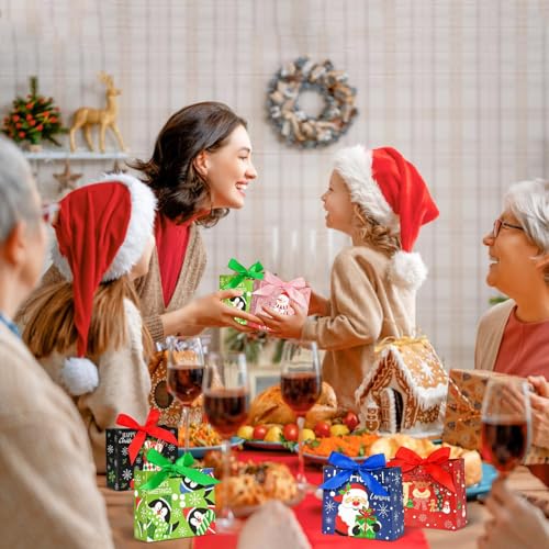 Nimbbex 24Pack Small Christmas Gift Bags Bulk 45418 Inches Mini Christmas Gift Bags with Ribbon small holiday gift bags Xmas Tree Party Supplies - Image 3