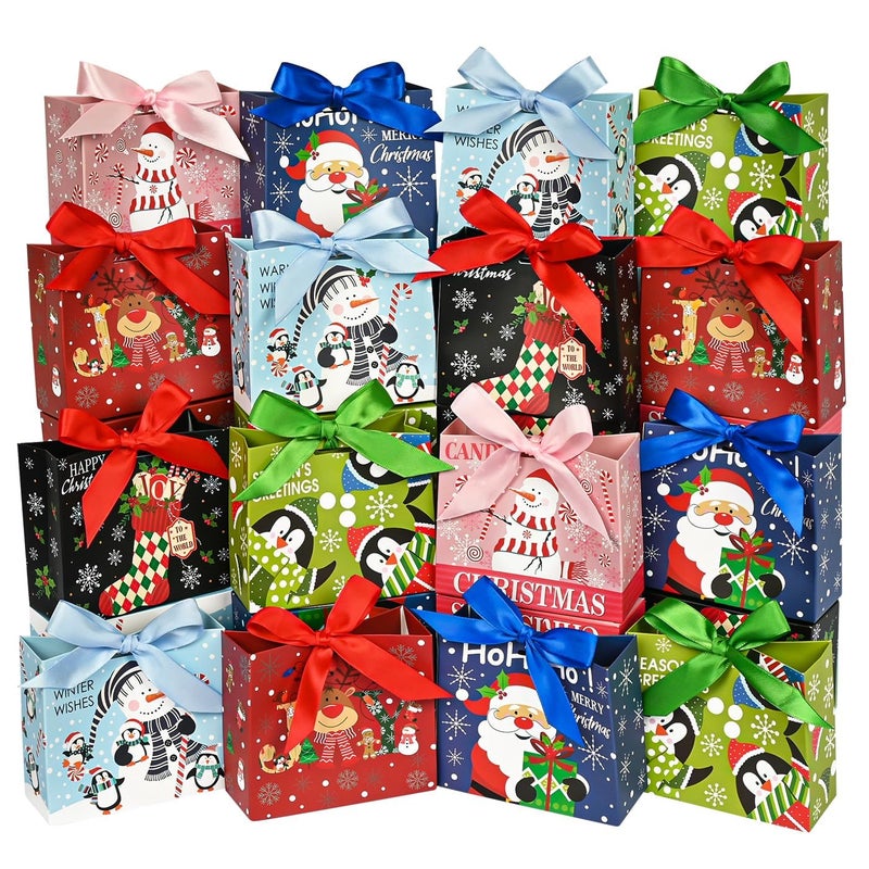 Nimbbex 24Pack Small Christmas Gift Bags Bulk 45418 Inches Mini Christmas Gift Bags with Ribbon small holiday gift bags Xmas Tree Party Supplies - Image 2