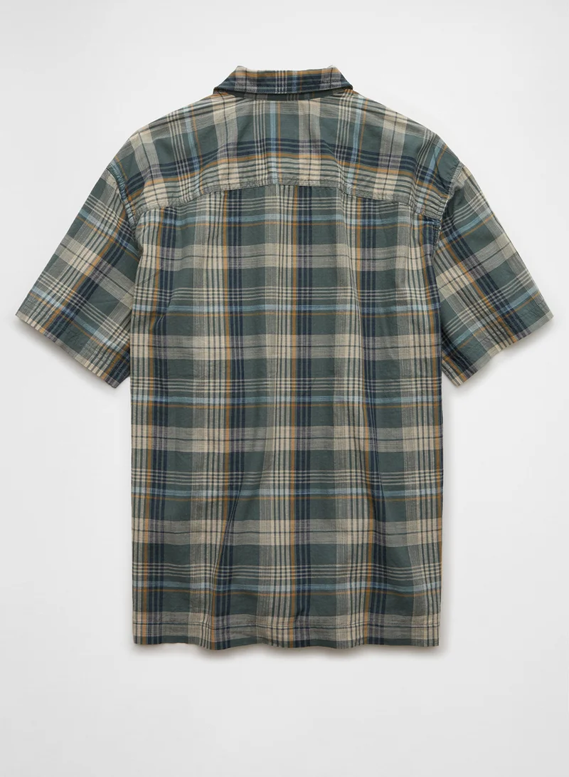 American Eagle Checked Plaid Button-Up Poolside Shirt