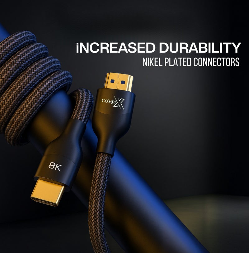 COMPIX HDMI 2.1 Cable 5M, High-Speed HDMI Cord 48Gbps, 8K@60Hz, 4K@120/144Hz, Braided Cord Supports eARC/Dolby/HDR 10+/HDCP 2.2&2.3, Compatible with PS5/PS4, Xbox, MacBook Pro, Projector, Blu-ray, TV - Image 2