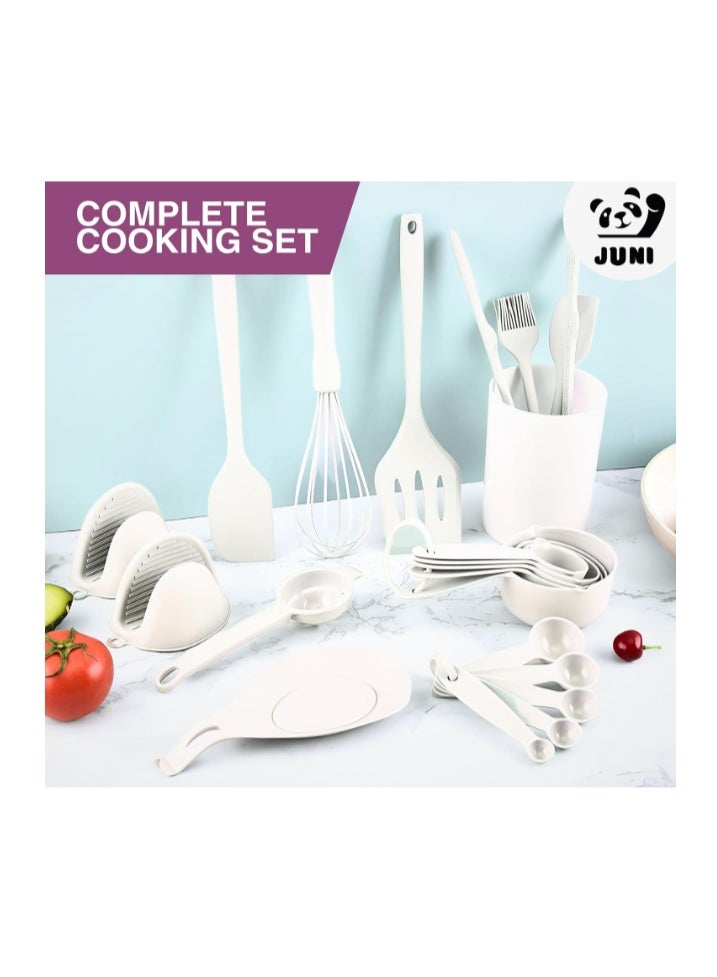 JUNI Kitchen Utensils Set – 21-Piece Silicone Kitchen Utensils Set, Heat-Resistant Silicone Cooking Utensils, Non-Stick Cookware Safe Kitchen Tool Set, BPA-Free with Storage Holder - Image 2