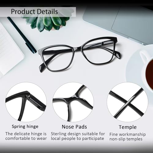 VisiWell 4 Pack Progressive Multifocus Reading Glasses for Women Men Blue Light Blocking Readers with Spring Hinge (4 Mix color, 1.00, x) - Image 3