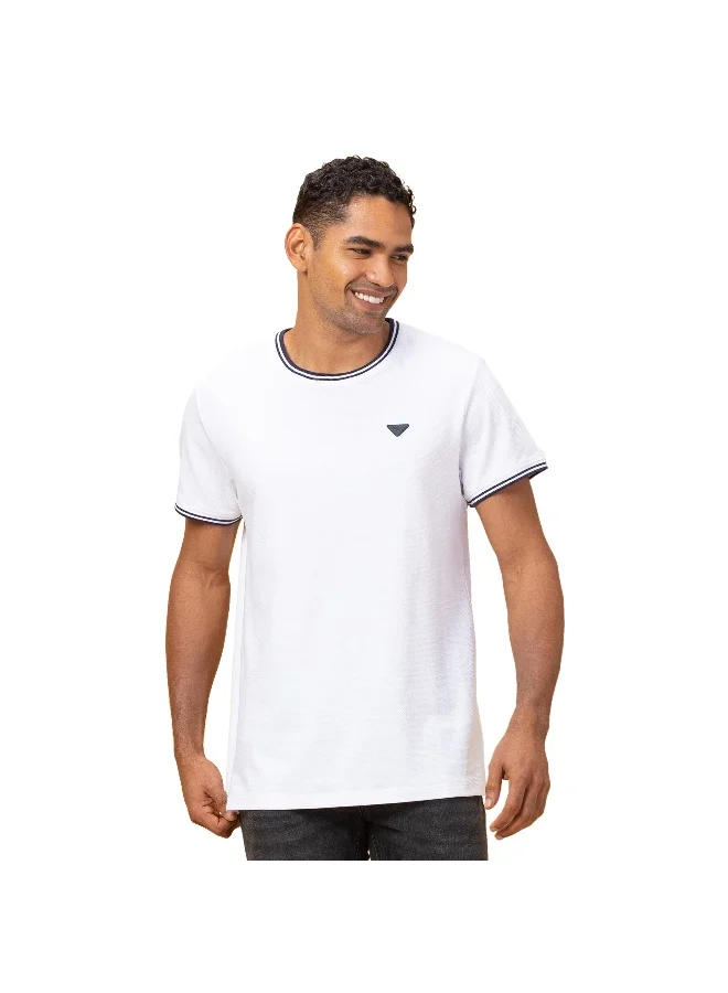 بيينغ هيومان Mens White Round Neck Short Sleeve T-Shirt
