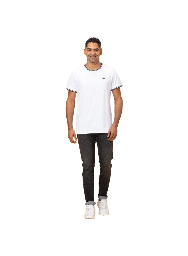 بيينغ هيومان Mens White Round Neck Short Sleeve T-Shirt