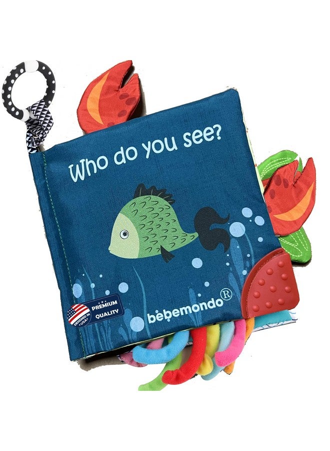 Bebe Mondo Fish Soft Baby Book Toys,Touch Feel Cloth Crinkle Books For Babies,Infant Toys 0-3-6-12 Months,Learning Education Toys,Sensory Mirror Toy,Baby Gifts Christmas Stocking Stuffers For Boys Girls-Teether  - Image 1