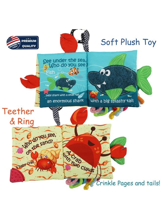 Bebe Mondo Fish Soft Baby Book Toys,Touch Feel Cloth Crinkle Books For Babies,Infant Toys 0-3-6-12 Months,Learning Education Toys,Sensory Mirror Toy,Baby Gifts Christmas Stocking Stuffers For Boys Girls-Teether  - Image 2