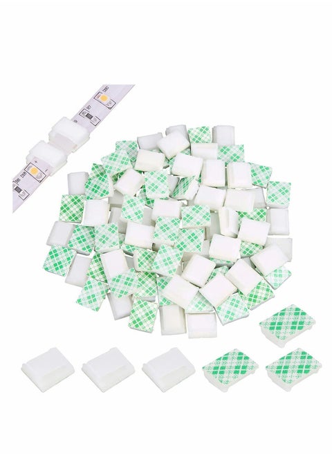 100 PCS Light Strip Mounting Clips White Self Adhesive Led Fasteners Holder Cable Clamp Organizer for 10mm (10 mm)