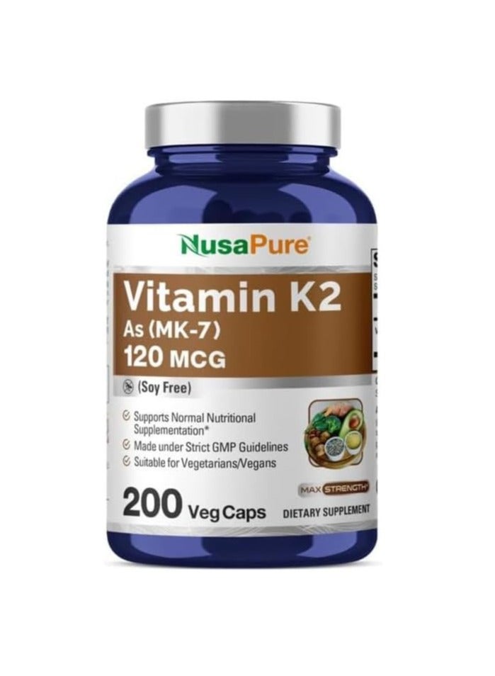 NusaPure Vitamin K2 MK7 120 mcg 200 Veggie Caps