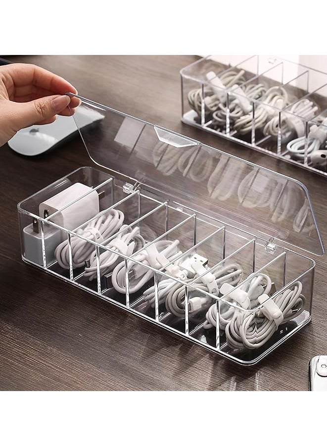 PROMASS Data Cable Organizer Storage Box With Lid,Electronic Cables Organizer Box - Image 1