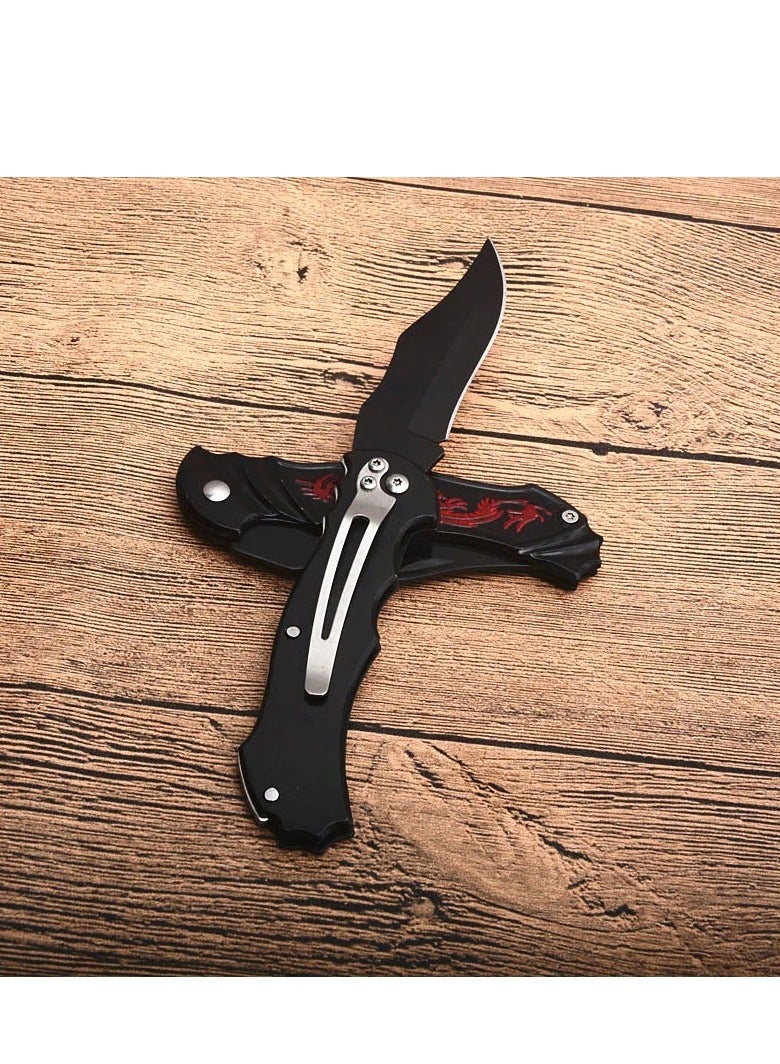 سكين فواكه قابل للطي ، سكين قابل للطي محمول متعدد الأغراض مع مقبض الألومنيوم والصلب ، أداة القطع المدمجة للتخييم في الهواء الطلق المشي لمسافات طويلة الاستخدام اليومي - Image 1