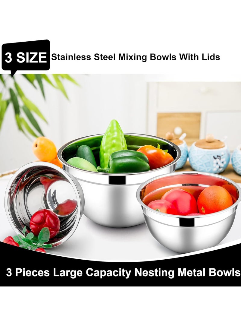 Relex Mixing Bowls with Lids, Stainless Steel Salad Bowl Metal Nesting Bowls for Baking Cooking and Prepping, Airtight Lids & Stackable Design (Black) - Image 3