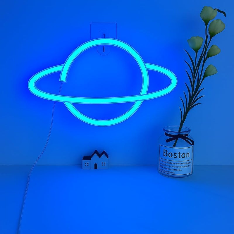 Horoof Home إضاءة حائط نيون LED كوكب الأزرق من هروف هوم - Image 1