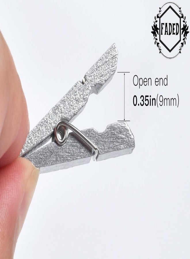 Faded Mini Wooden Clips 1 inch for Wall Hanging Pictures, Wooden Small Picture Clips for Crafts, Pack of 50 (Silver) - Image 5