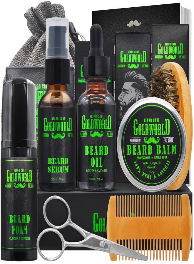 GoldWorld Beard Kit Beard Grooming Kit w/Beard Wash/Shampoo Beard Oil Balm Brush Comb Scissor Bag e-Book Christmas Stocking Stuffers Gifts Ideas for Men Him Dad Boyfriend Husband Mens - Image 1