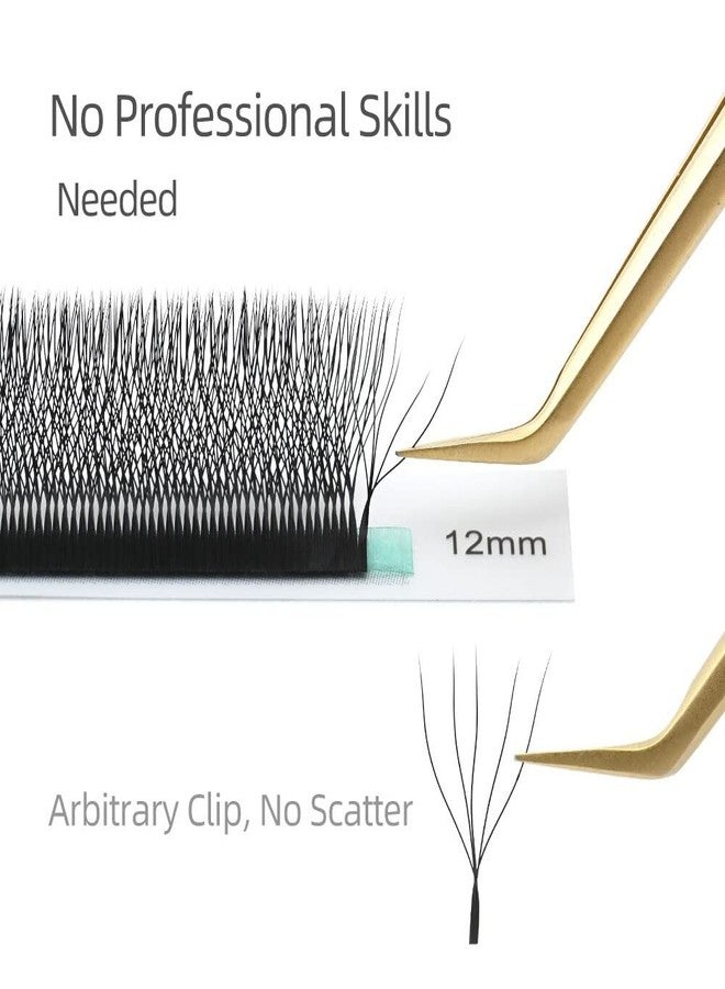 NAGARAKU W Eyelash Extension 5D Volume Premade Matte Black Cluster Easy Fanning yy Eye Lashes with Thickness 0.07mm Curl C (Length - 12mm) - Image 3