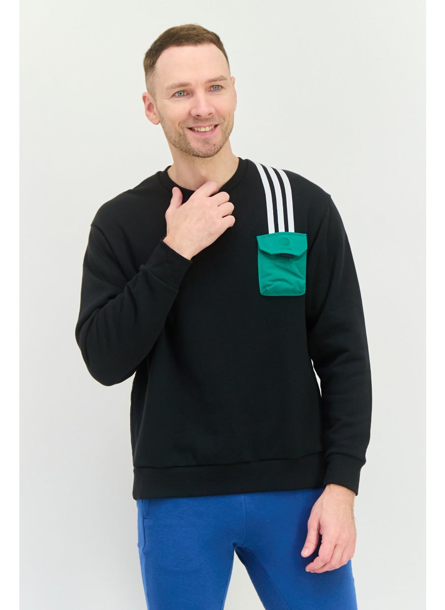 Adidas - Men Spotswear Fit Long Sleeve Outdoor Sweat Shirt , Black - Image 1