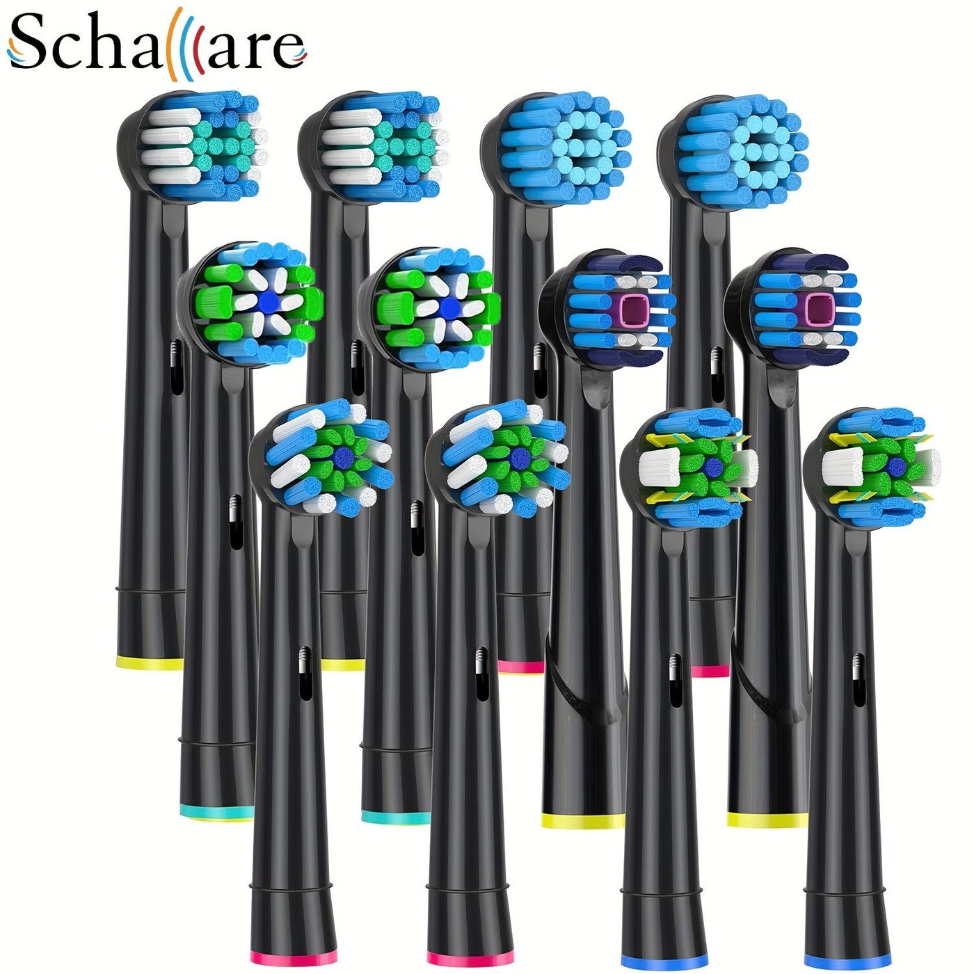 12 Variety Pack Electric Toothbrush Heads Replacement Compatible With Oral B Toothbrush Precision Clean Cross Clean Floss Clean Whitening Sensitive And Efficient Clean Black