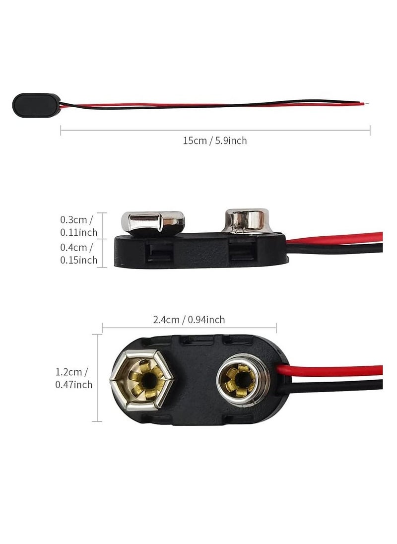 Generic 9 V Battery Clip Connector, 20 PCS I-Type 9 Volt Battery Buckle Connector Hard Buckle Plastic Shell, 5.9in 24AWG Copper Wire Lead, 9V Battery Button (I-Type, 20 PCS)  - Image 4