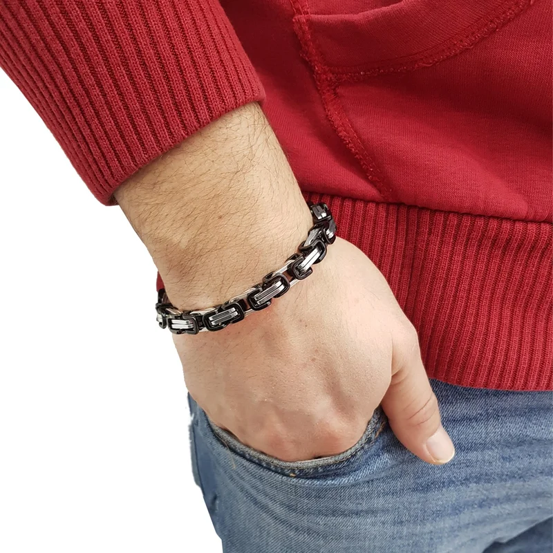 Chavin Bold King Model 8 Mm. Gray Steel Men's Bracelet Df14Sy