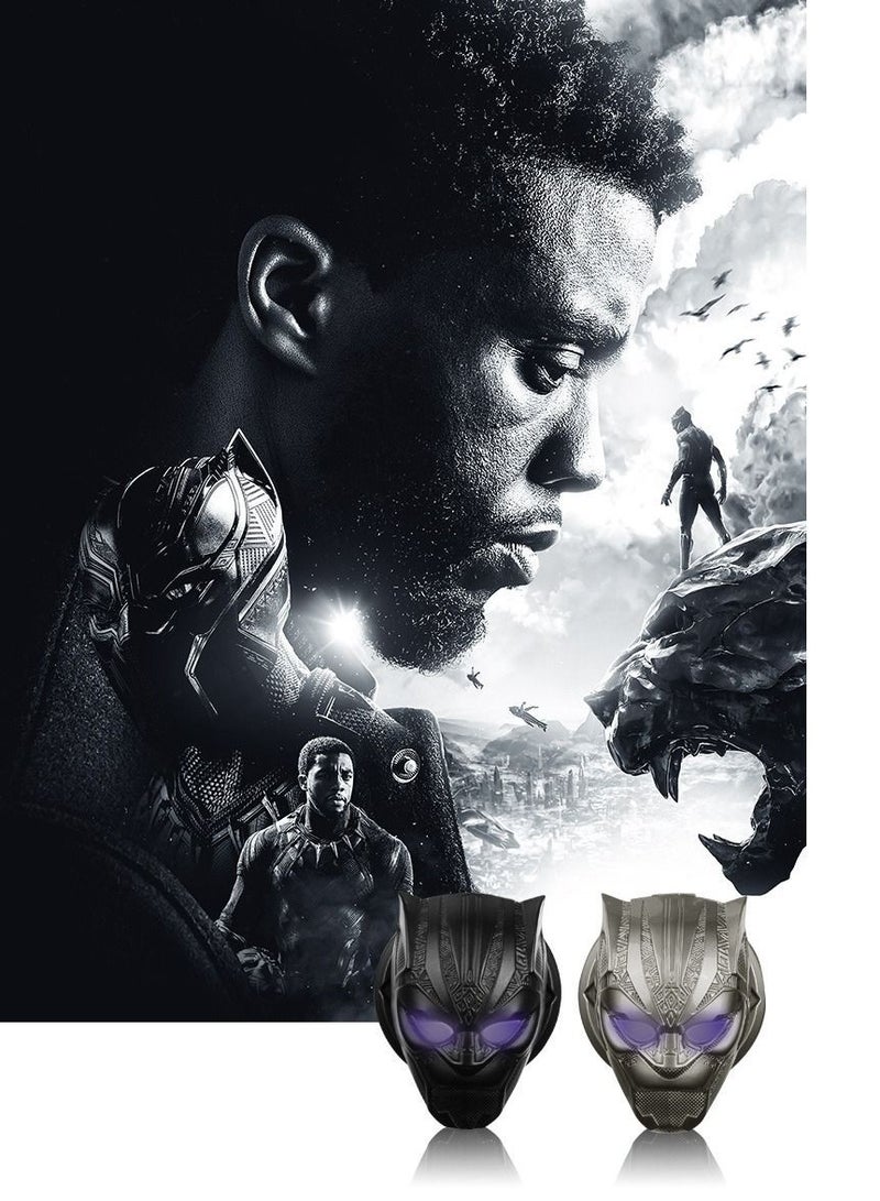 Y&D Car Engine Start Cover of Black Panther Push, Stop Button Replacement Push Trim Protector Key Ring Circle 3D Interior Accessory (Silver)  - Image 2