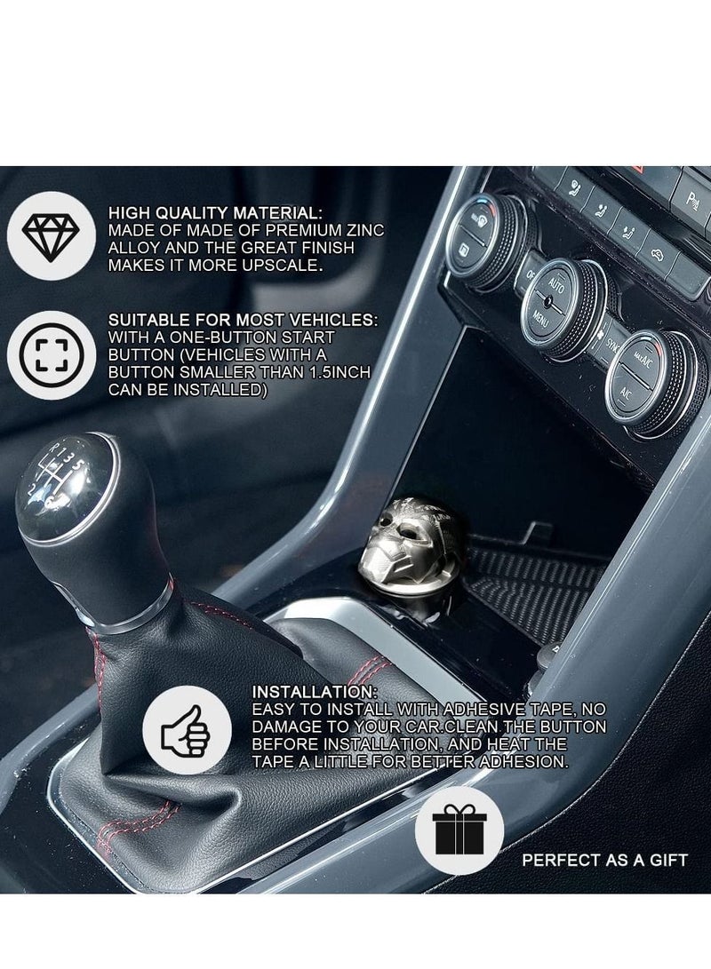 Y&D Car Engine Start Cover of Black Panther Push, Stop Button Replacement Push Trim Protector Key Ring Circle 3D Interior Accessory (Silver)  - Image 4