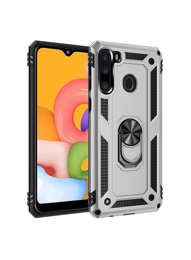 اس-توب جراب لهاتف Galaxy A21 مصنوع من مادة TPU + PC المقاومة للصدمات مع حامل دوار 360 درجة - Image 1