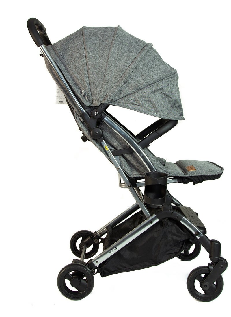 Pikkaboo - Youbi Toddler German Travel Light Stroller-Grey with New Born Attachment - Image 1