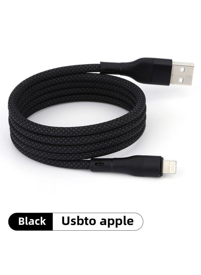 0W Car Usb Charging Cable Magnetic Flat PD Android Phone Flash 60wM Data Cable Ac For Huawei Typec-Colour:1m-Model:[black] For Apple/usb Interface 12w Fast Charging★Magnetic Absorption Without Tangling