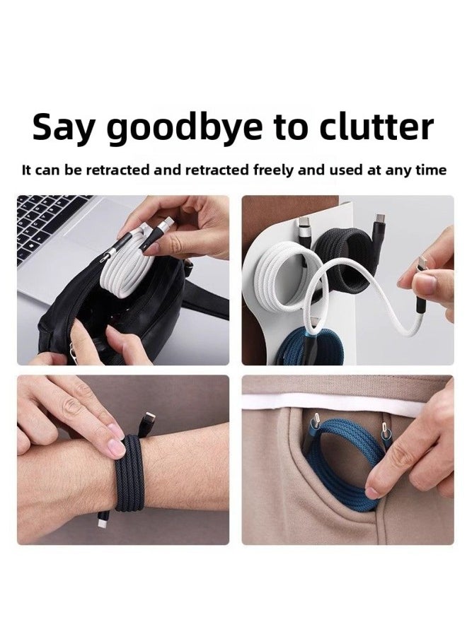 0W Car Usb Charging Cable Magnetic Flat PD Android Phone Flash 60wM Data Cable Ac For Huawei Typec-Colour:1m-Model:[black] For Apple/usb Interface 12w Fast Charging★Magnetic Absorption Without Tangling