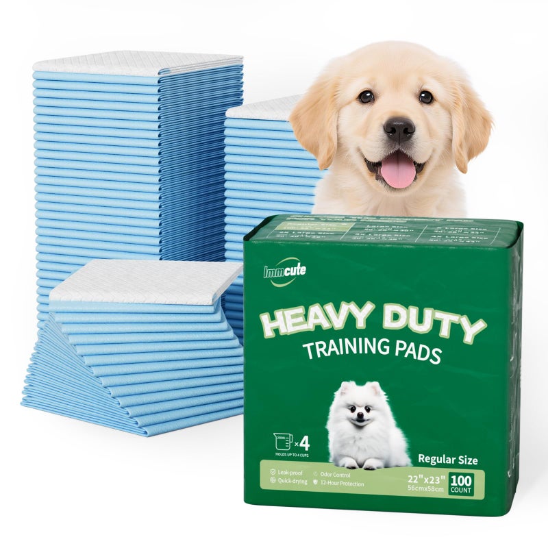 IMMCUTE 100 Count Premium Puppy Pads, 22"x23" Dog Pee Pads â€“ Ultra-Soft Heat-Sealed, 6-Layer Leak-Proof & Super Absorbent Potty Training Pads for Dogs, Cats, Pets | Crate Training & Indoor Use, Blue - Image 1