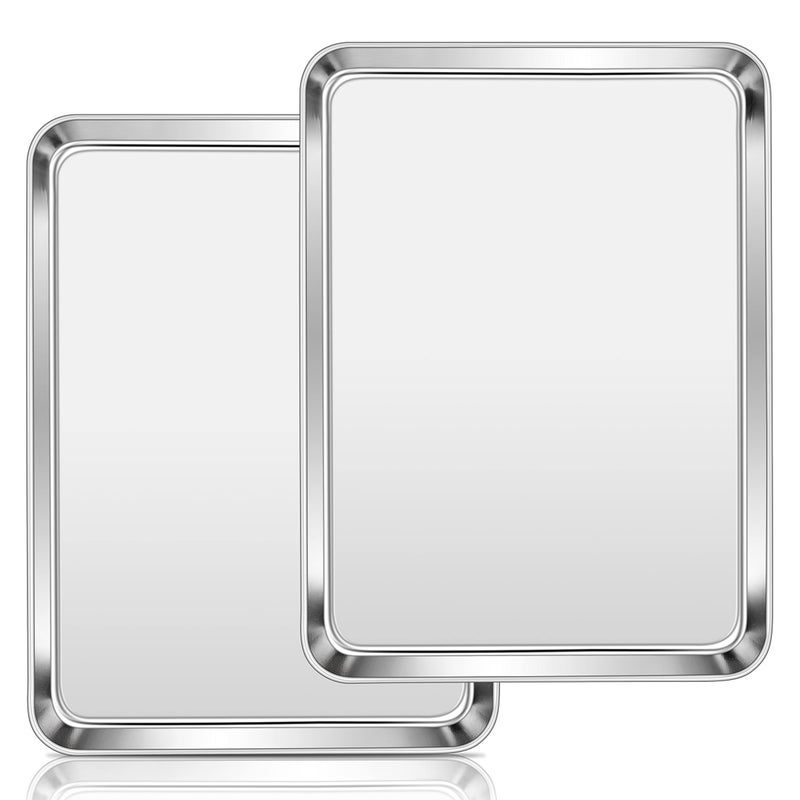 Homikit Baking Cookie Sheet Set of 2 Stainless Steel Cooking Sheets Pan Tray for Oven 20 x 14 Large Metal Half Sheet for Cooking Baking Rustproof  Heavy Duty Mirror Finish  Dishwasher Safe