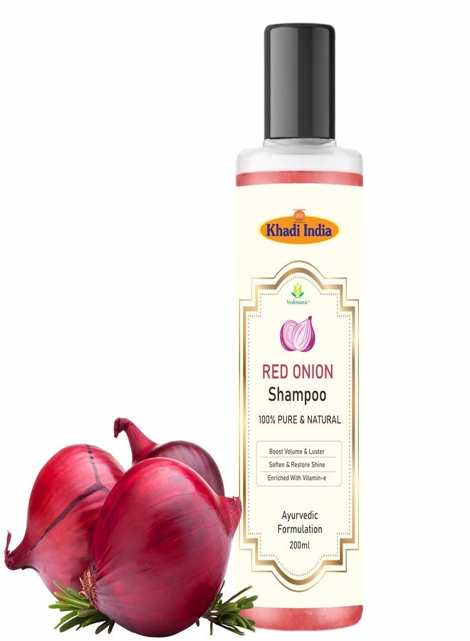 Khadi 100% Pure & Natural Herbal Red Onion Hair Shampoo Sulphate & Paraben Free Hair Cleanser for Hair Fall & Dandruff Control, For Women & Men - 400Ml with Khadi India Logo - Image 2