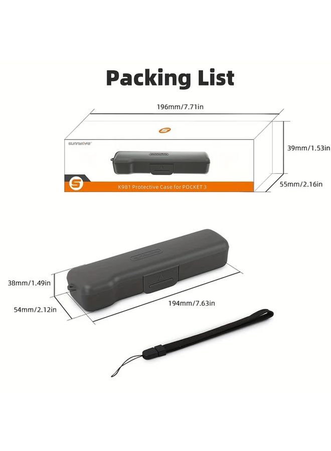 Orange Protective Case For Pocket3 With Wrist Strap Filters And Card Storage - Image 2
