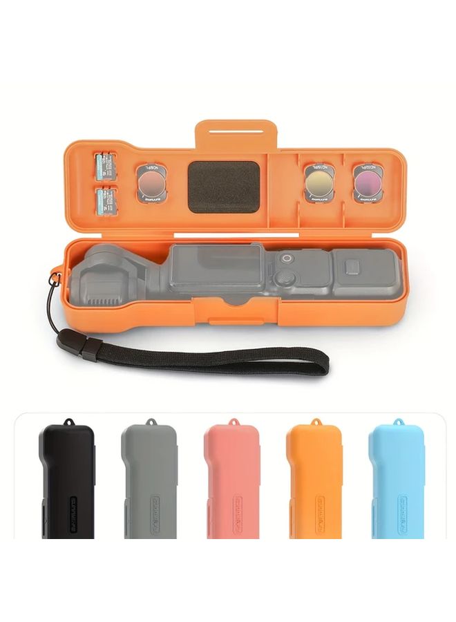 Orange Protective Case For Pocket3 With Wrist Strap Filters And Card Storage - Image 1